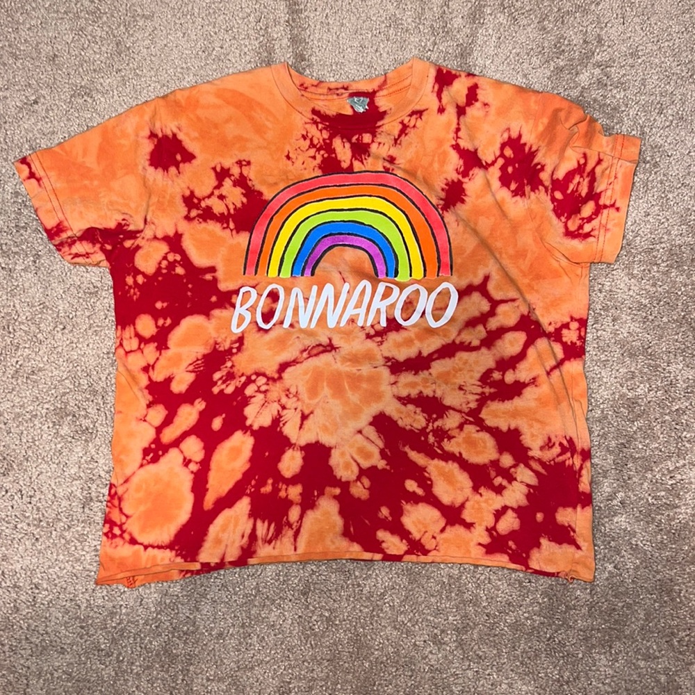 One of a kind Bonnaroo Music Festival Tie-Dye Rainbow Cropped T-Shirt